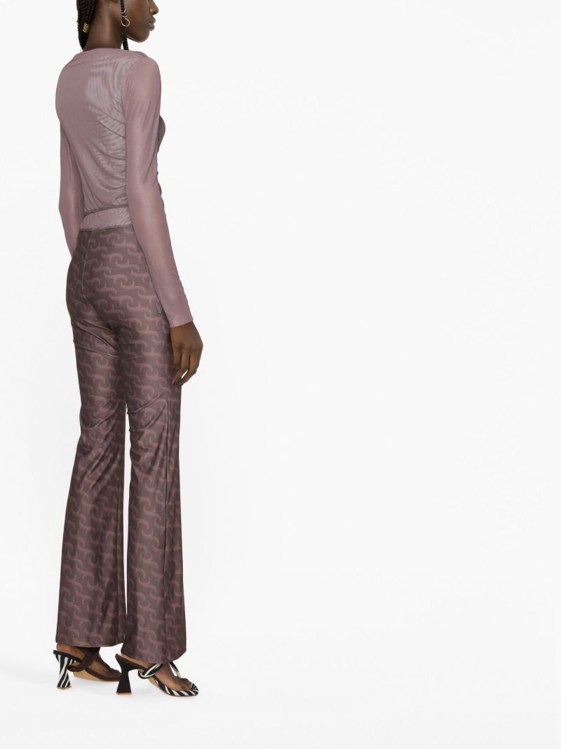 Brown Logo Print Flared Trousers