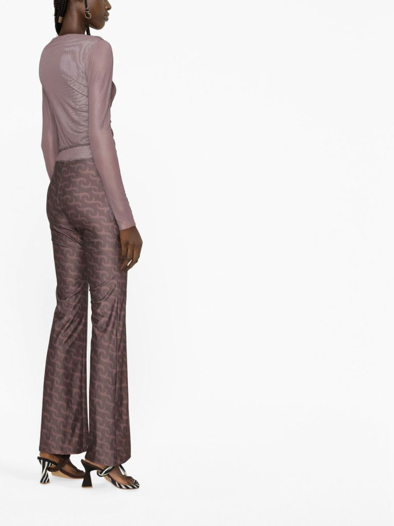 Brown Logo Print Flared Trousers