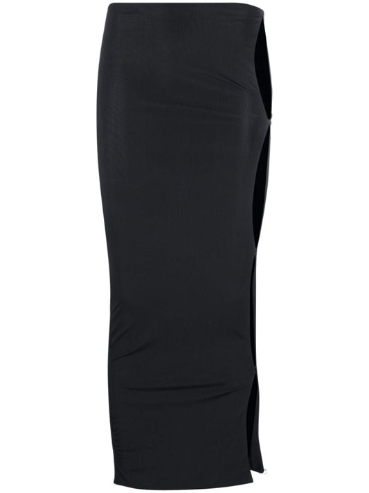 Black Cut-out Midi Skirt