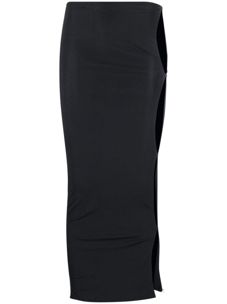 Black Cut-out Midi Skirt