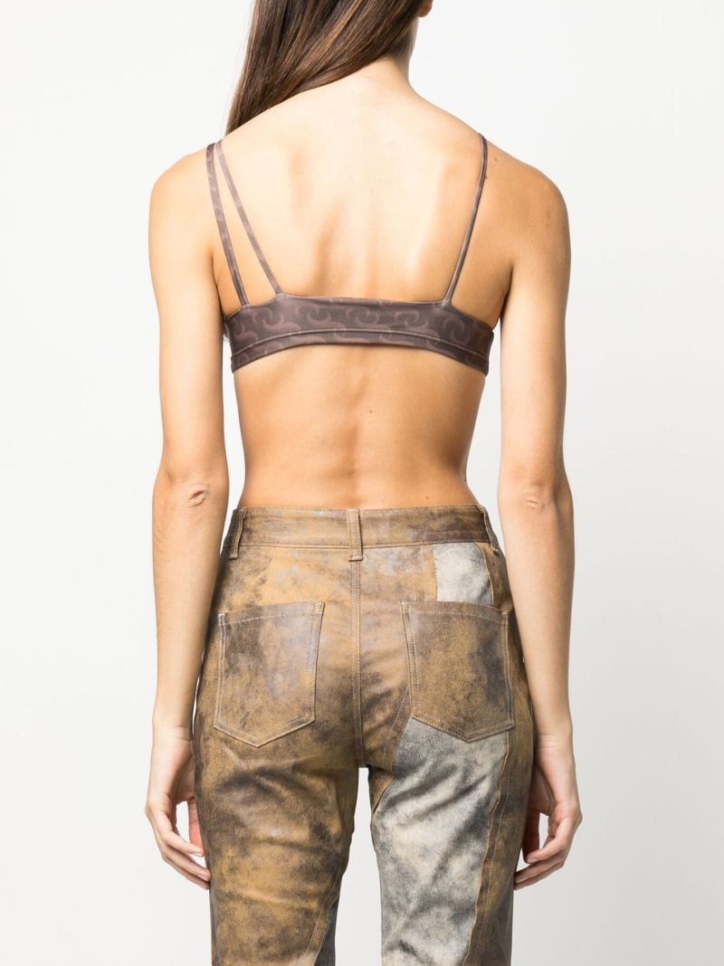 Brown Asymmetric Printed Crop Top