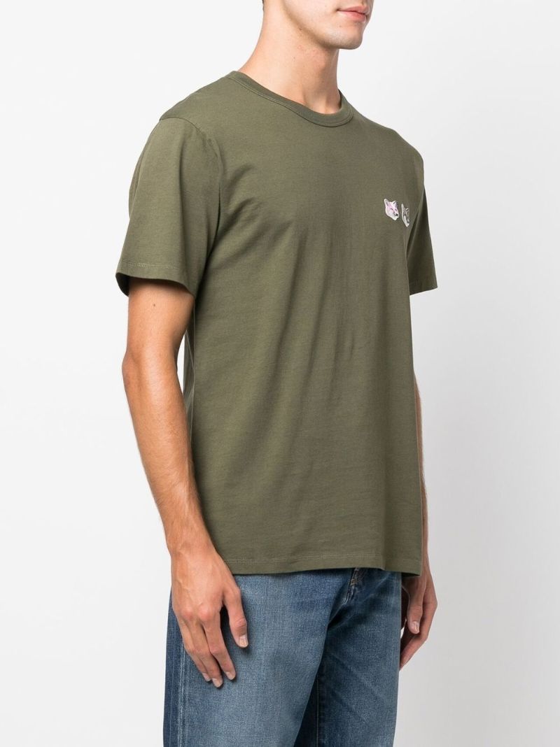 Green Double Monochrome Fox Head Patch T-shirt