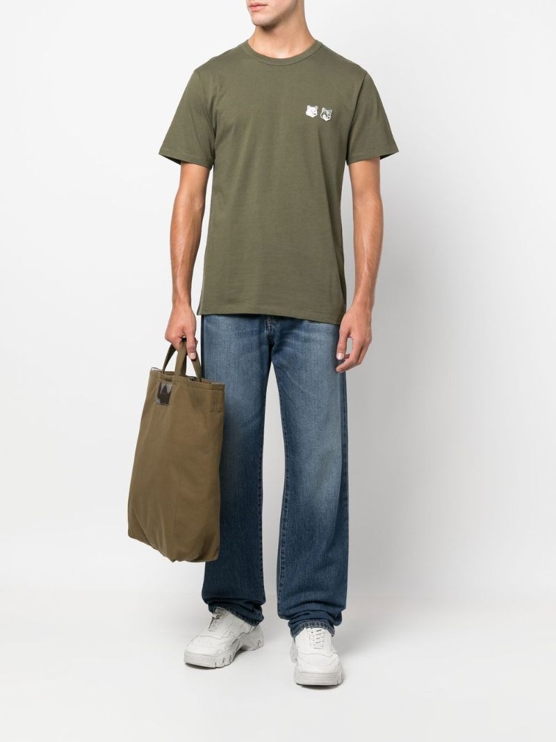 Green Double Monochrome Fox Head Patch T-shirt