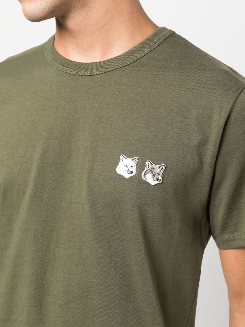 Green Double Monochrome Fox Head Patch T-shirt