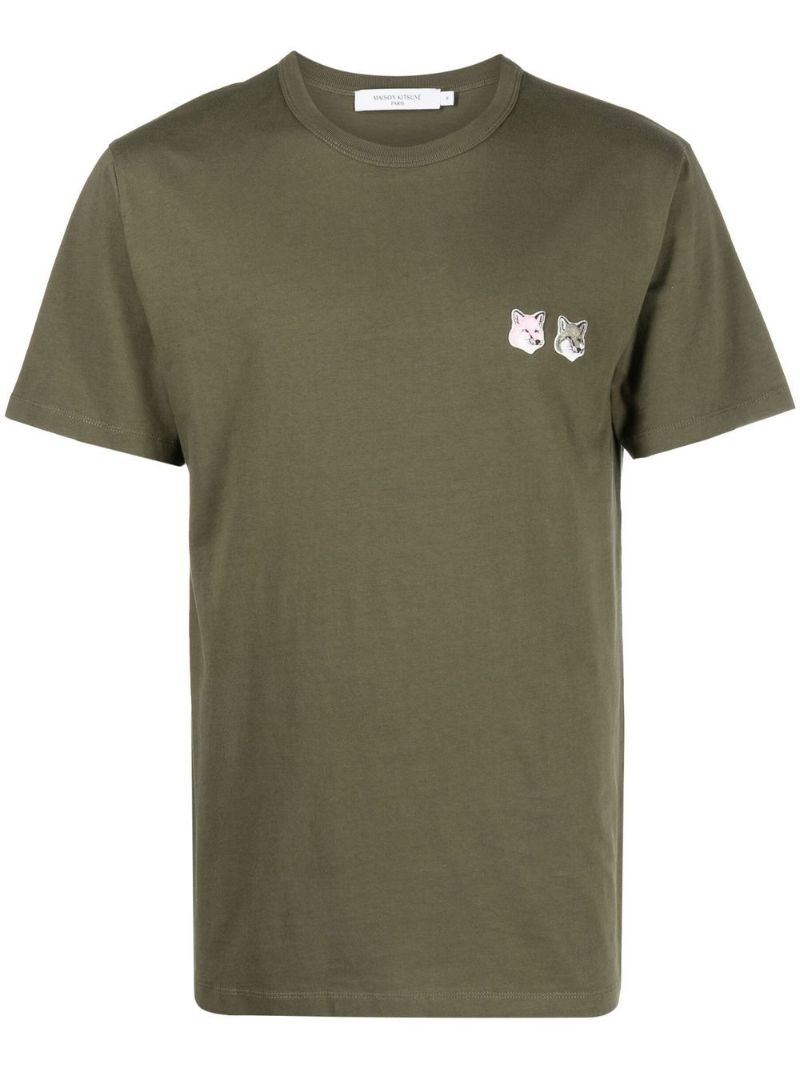 Green Double Monochrome Fox Head Patch T-shirt