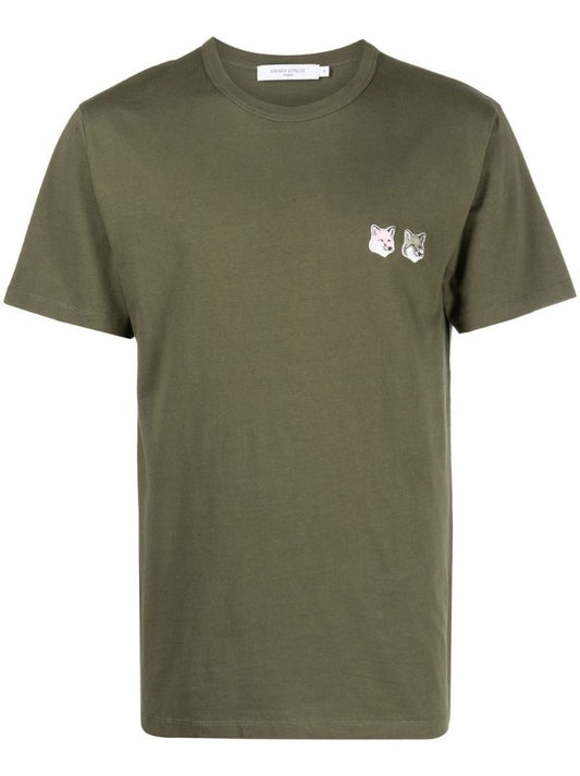 Green Double Monochrome Fox Head Patch T-shirt