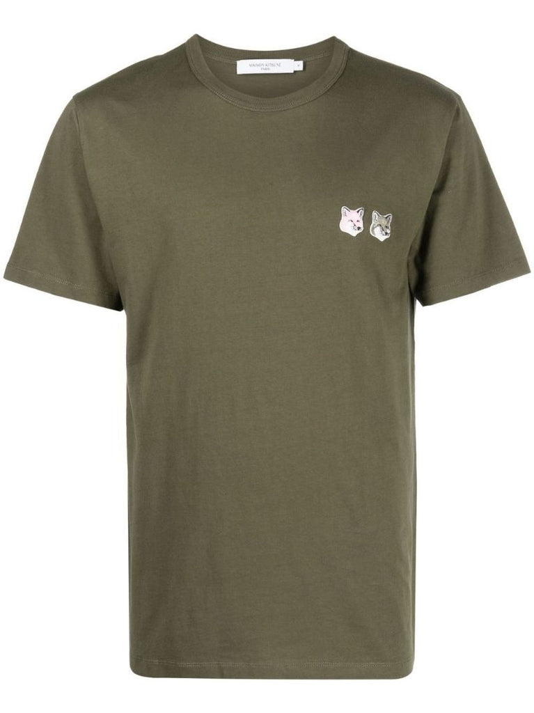 Green Double Monochrome Fox Head Patch T-shirt