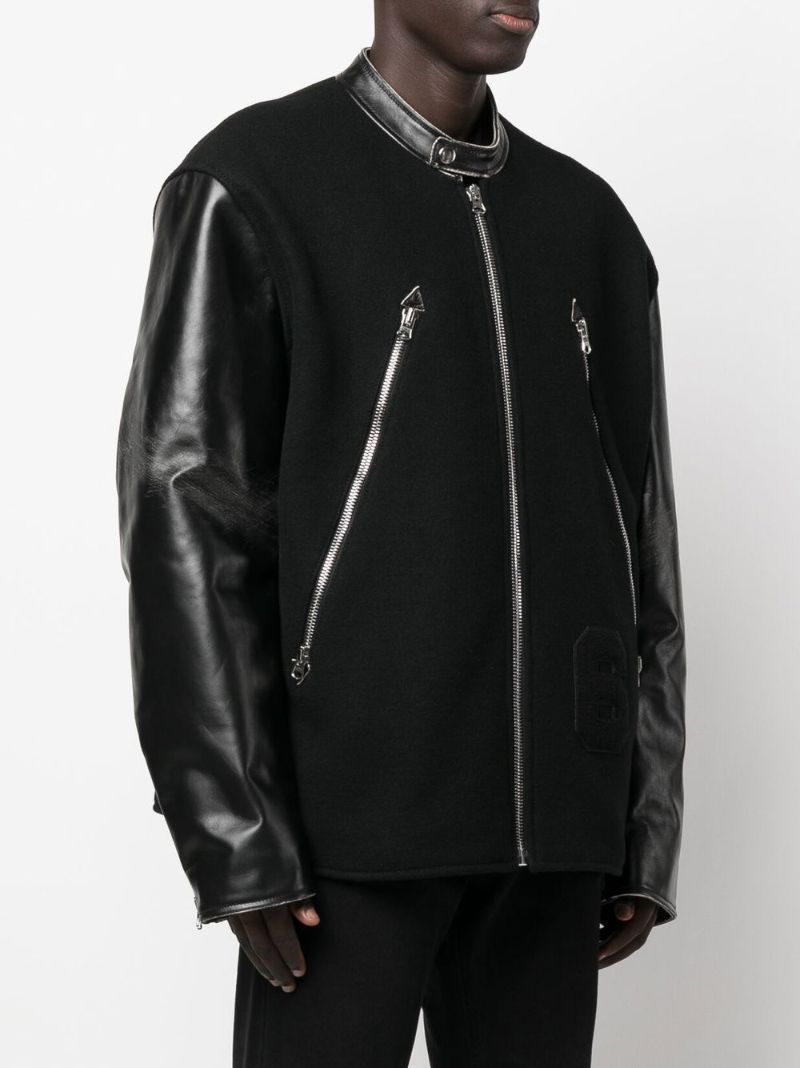 Black Panelled Bomber Jacket