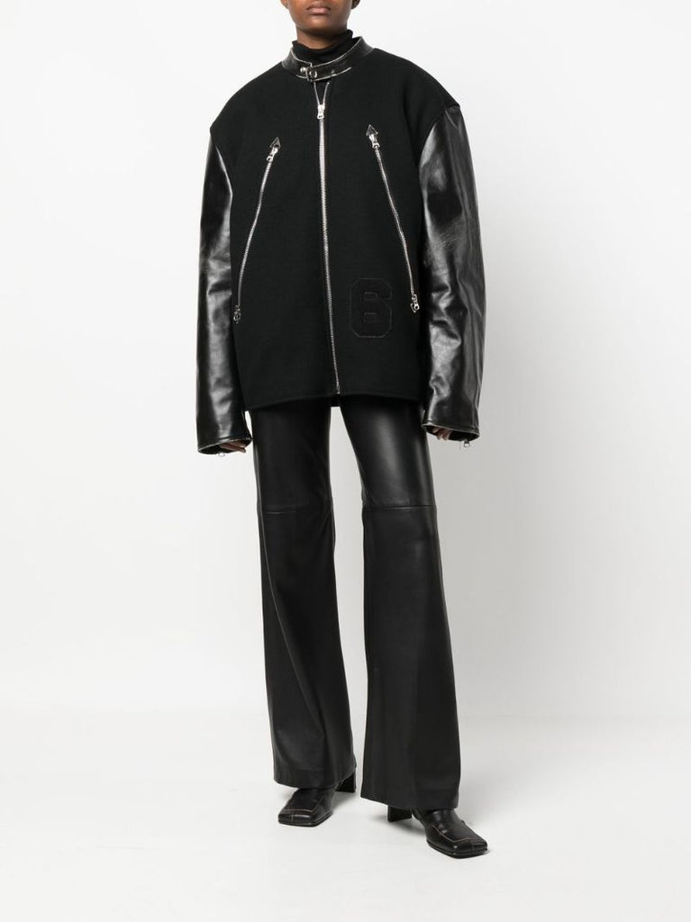 Black Panelled Bomber Jacket