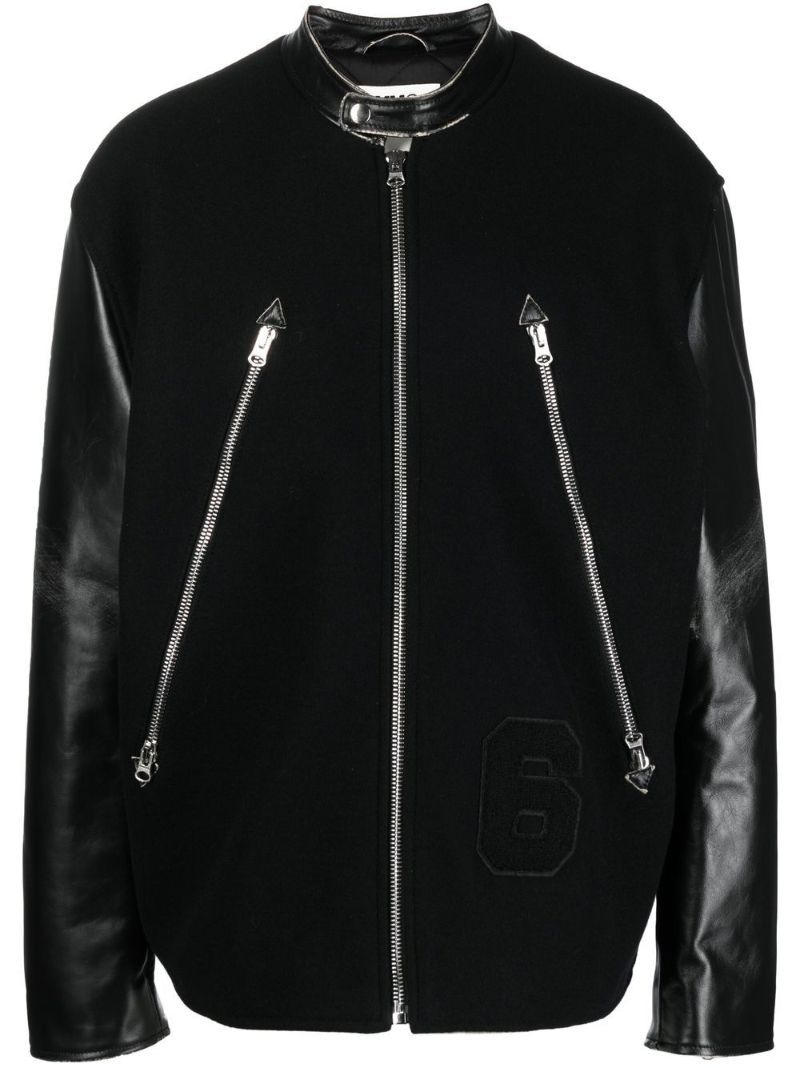 Black Panelled Bomber Jacket