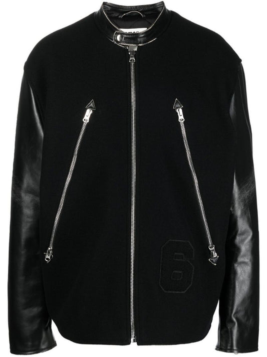 Black Panelled Bomber Jacket
