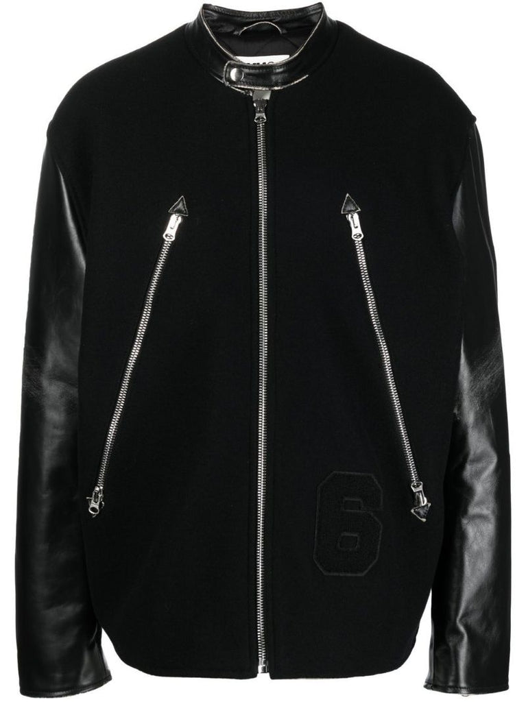Black Panelled Bomber Jacket