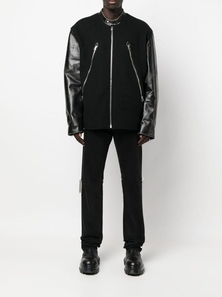 Black Panelled Bomber Jacket