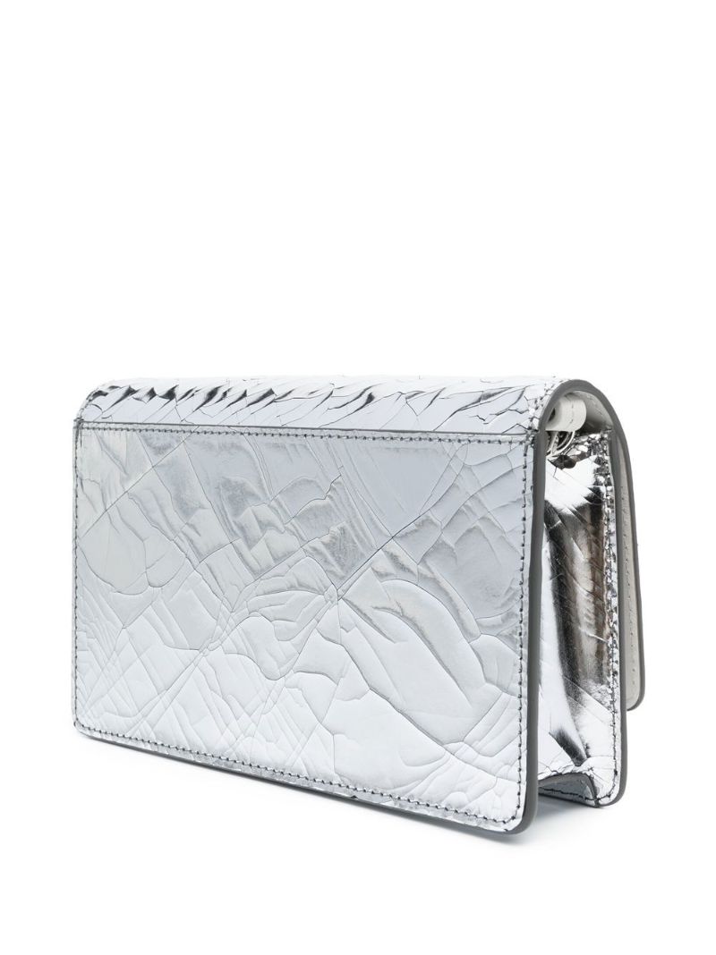 Silver Mirrored Leather Chain Wallet