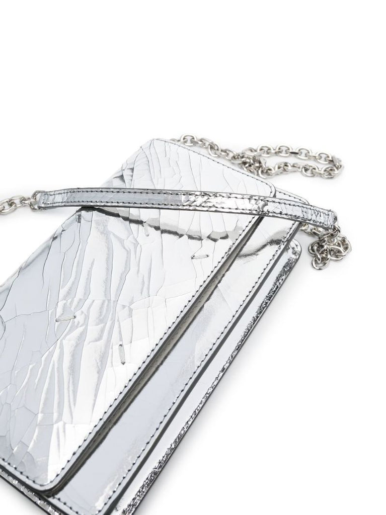 Silver Mirrored Leather Chain Wallet