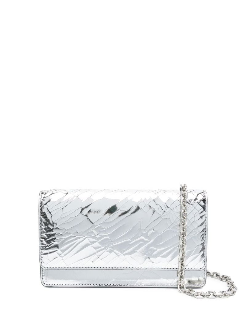 Silver Mirrored Leather Chain Wallet