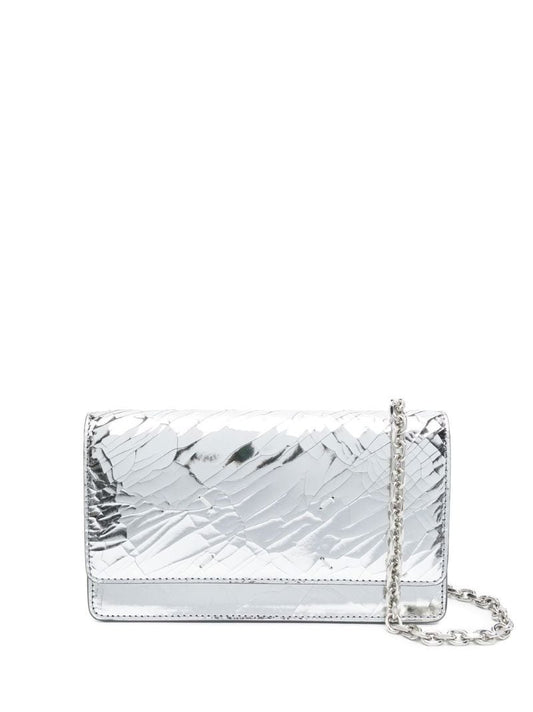 Silver Mirrored Leather Chain Wallet