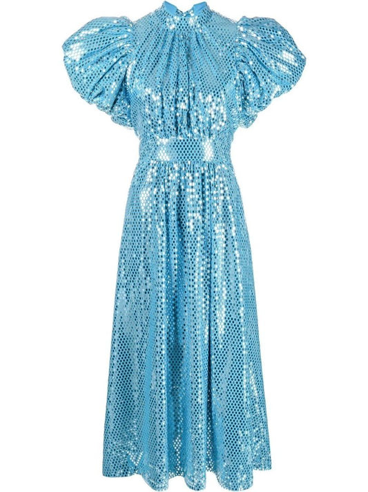 Blue Noon Puff Sleeve Sequin Midi Dress