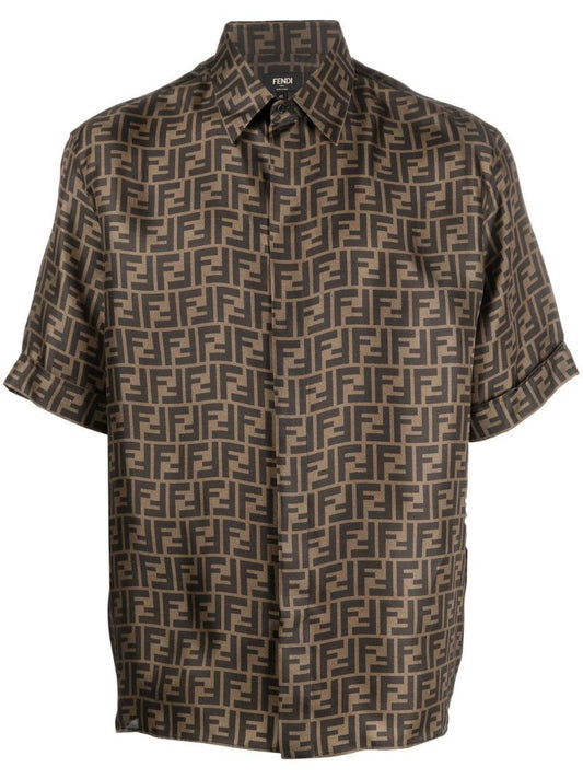 Brown Ff-print Silk Shirt