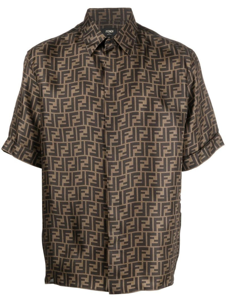 Brown Ff-print Silk Shirt