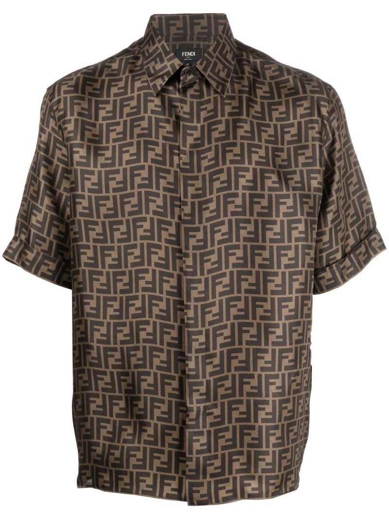 Brown Ff-print Silk Shirt