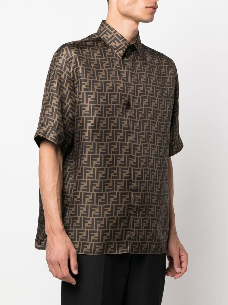 Brown Ff-print Silk Shirt