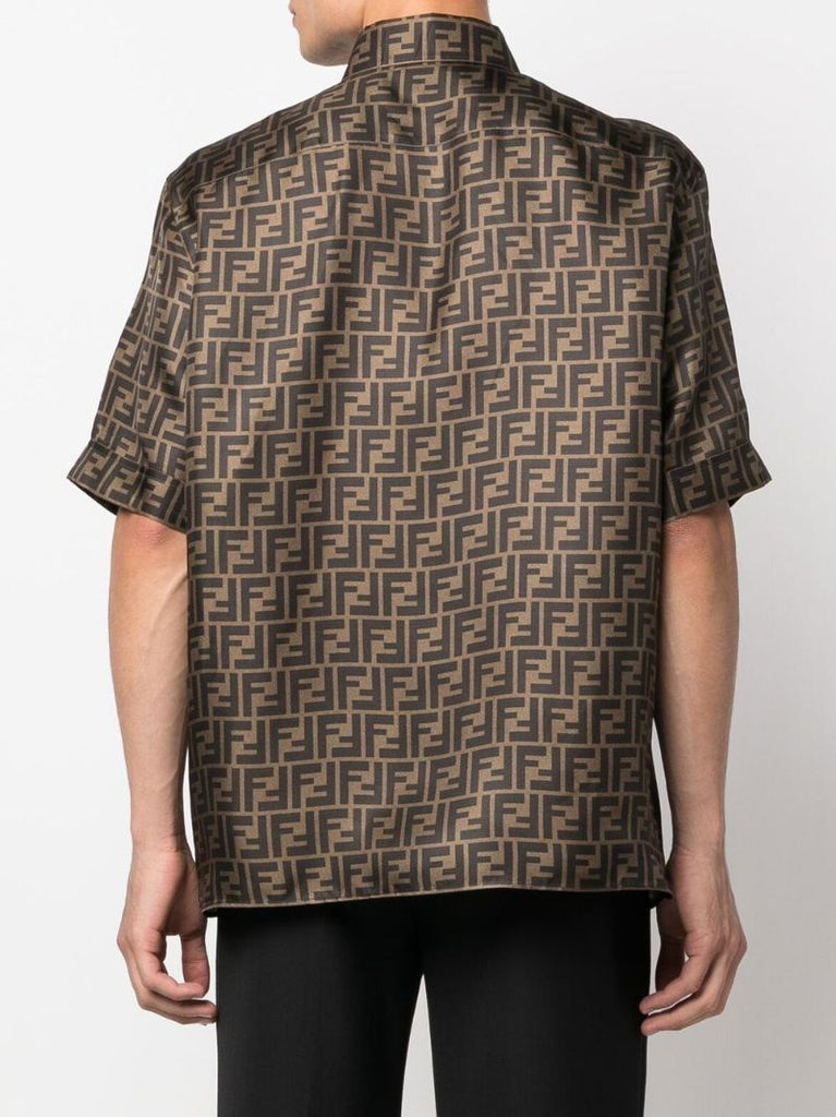 Brown Ff-print Silk Shirt