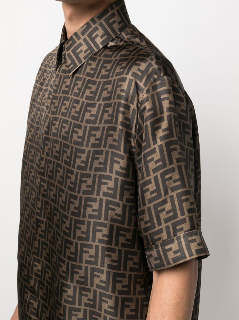 Brown Ff-print Silk Shirt