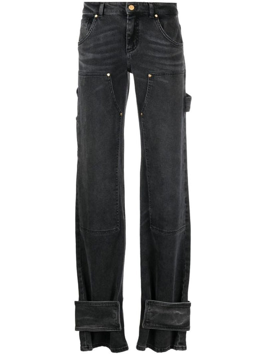 Black Cargo Ankle Cuff Jeans