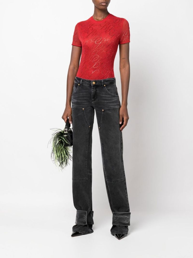 Black Cargo Ankle Cuff Jeans