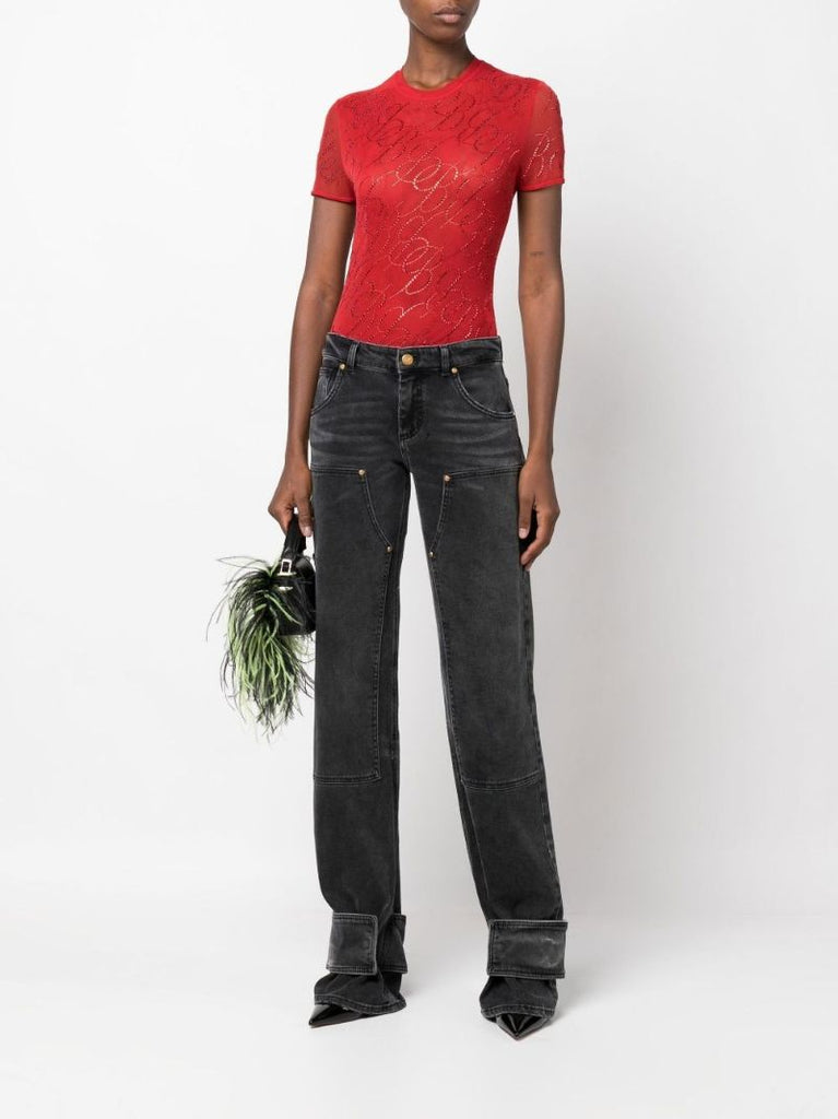 Black Cargo Ankle Cuff Jeans