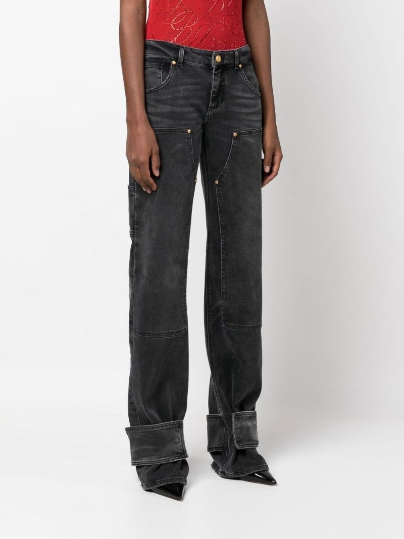 Black Cargo Ankle Cuff Jeans