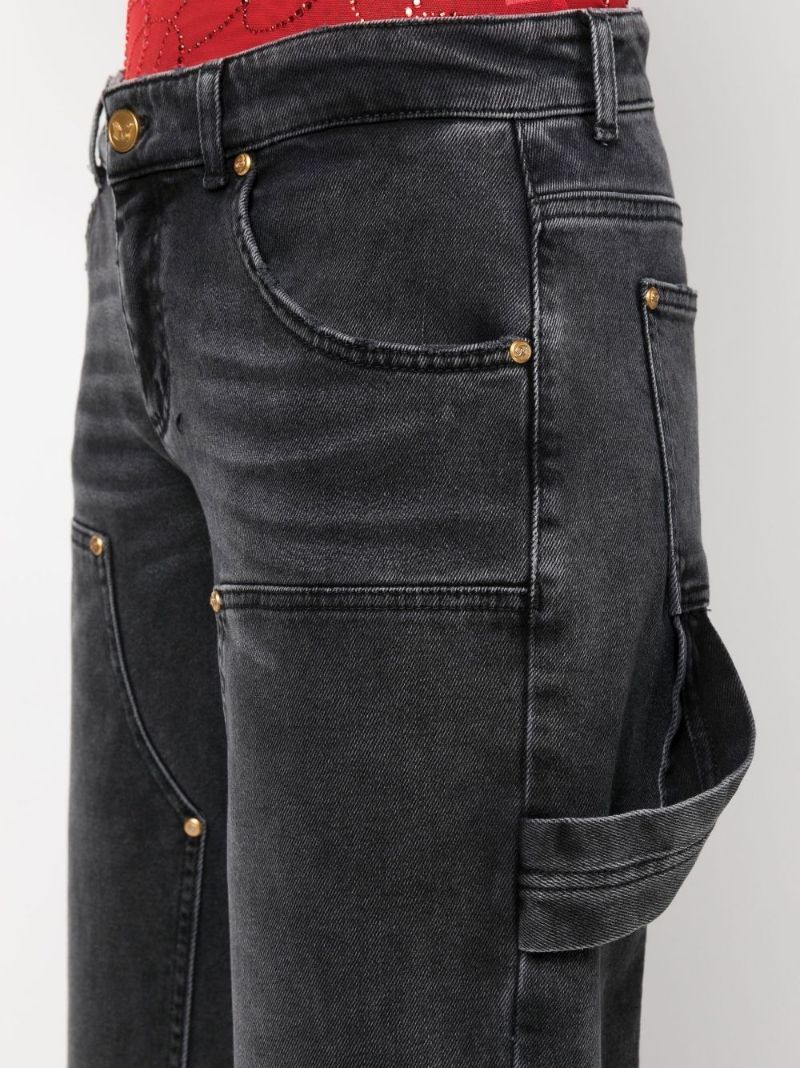 Black Cargo Ankle Cuff Jeans