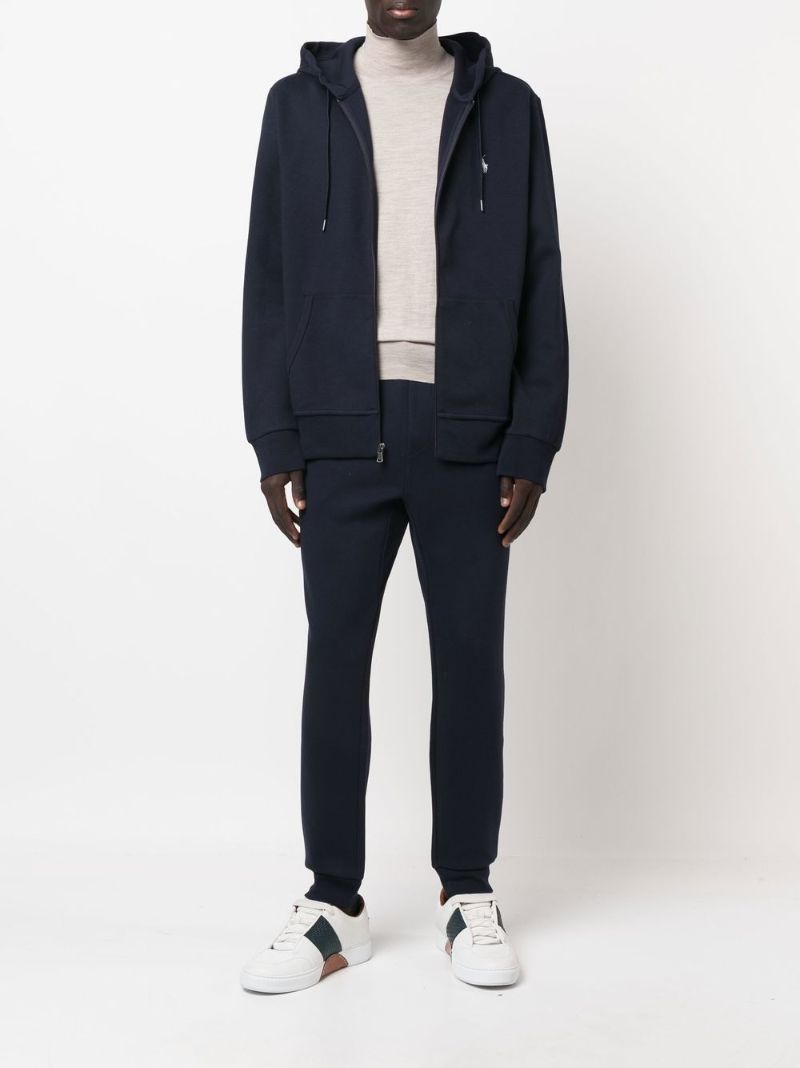 Blue Pony Embroidered Zip-up Hoodie