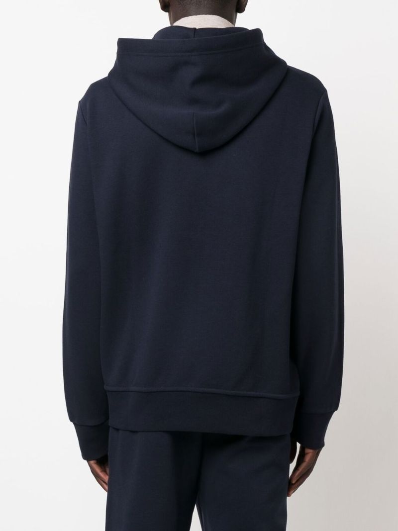 Blue Pony Embroidered Zip-up Hoodie