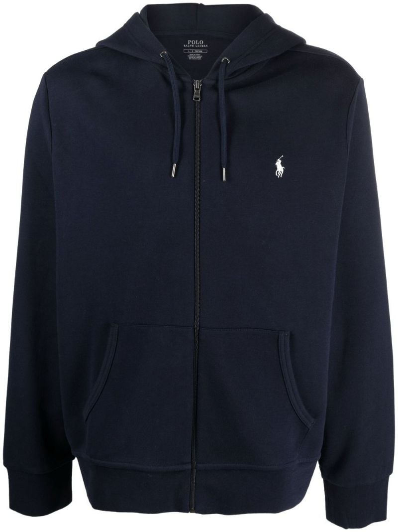 Blue Pony Embroidered Zip-up Hoodie