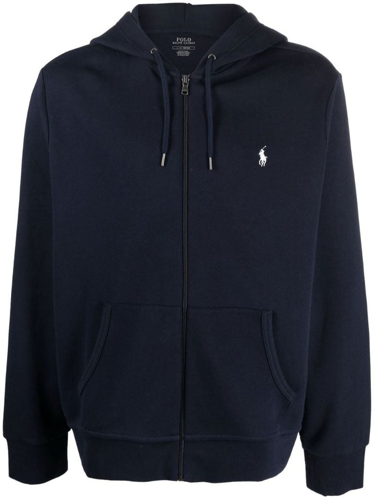 Blue Pony Embroidered Zip-up Hoodie