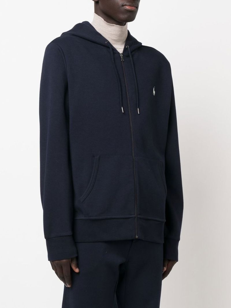 Blue Pony Embroidered Zip-up Hoodie