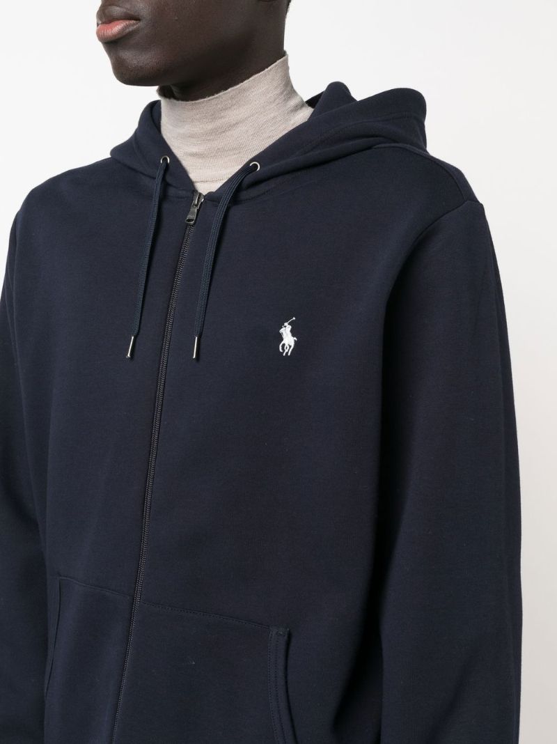 Blue Pony Embroidered Zip-up Hoodie