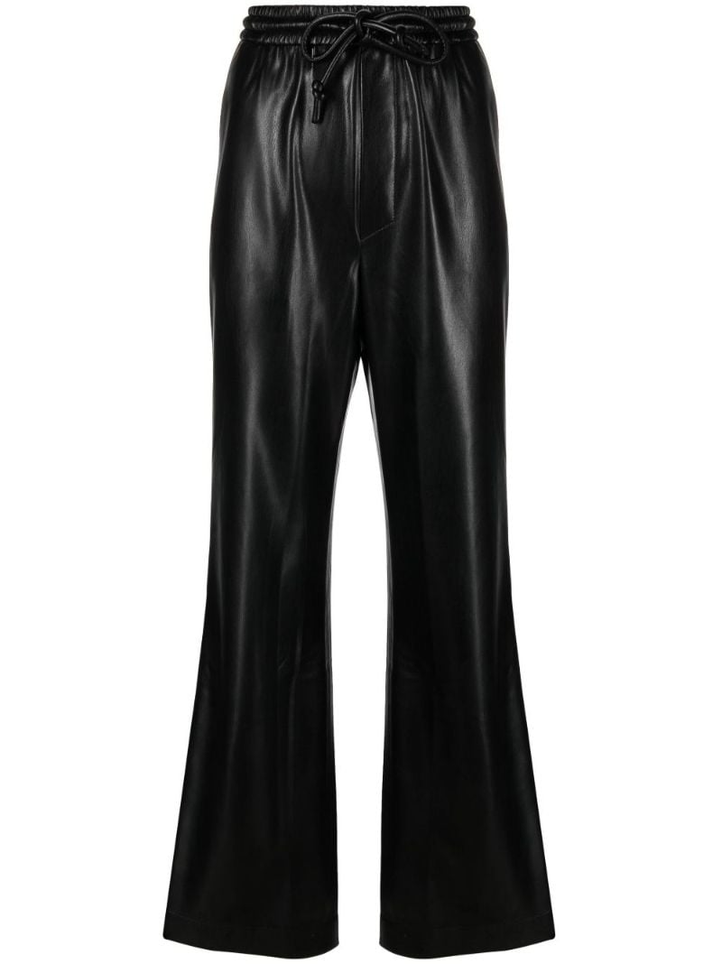Black Calie Drawstring Faux Leather Trousers