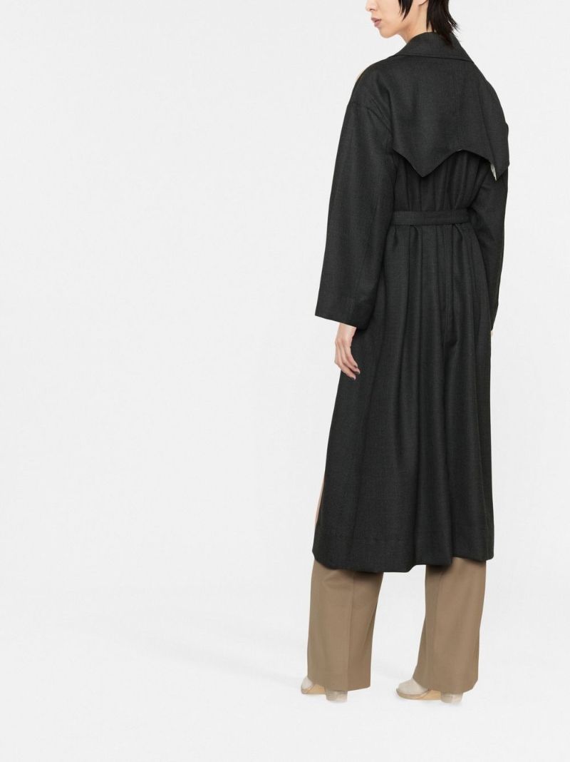 Grey Double-breasted Trench Coat
