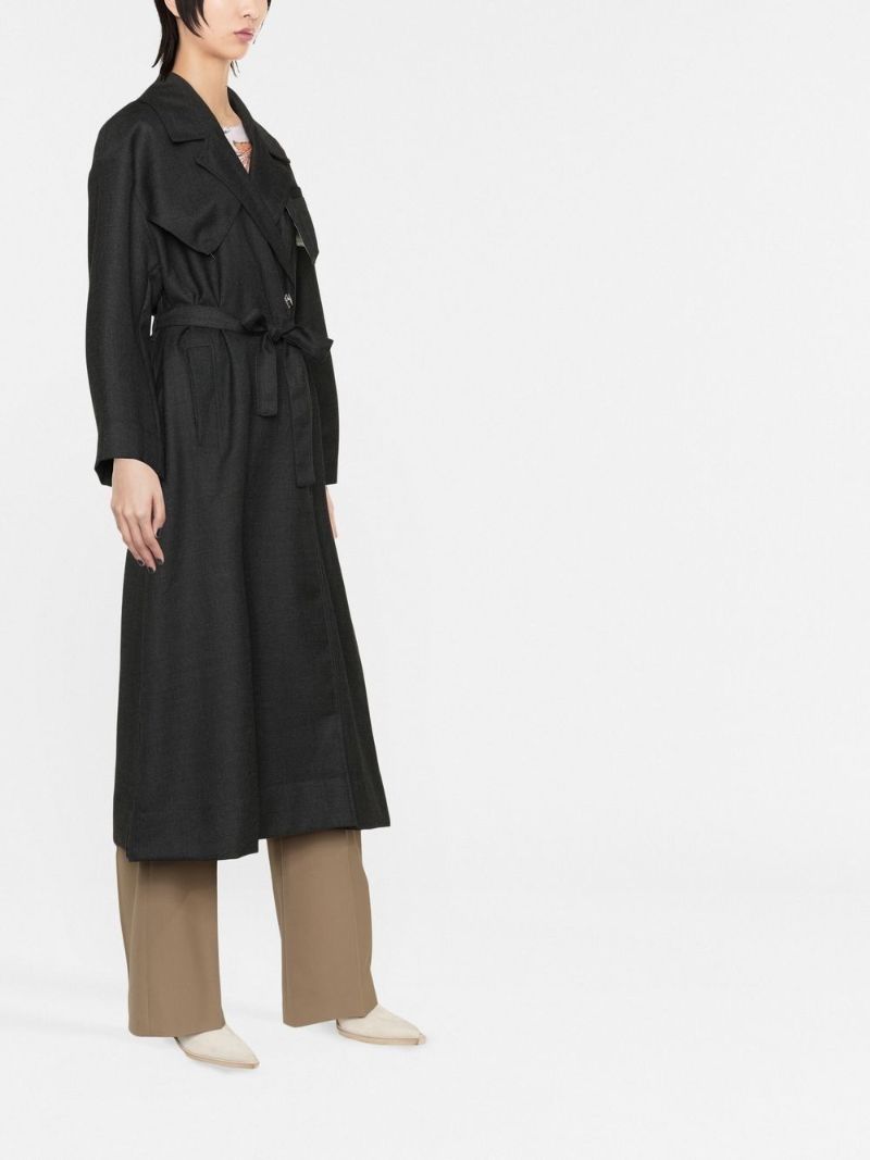 Grey Double-breasted Trench Coat