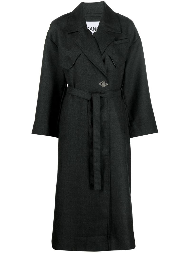 Grey Double-breasted Trench Coat
