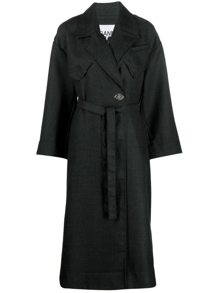 Grey Double-breasted Trench Coat