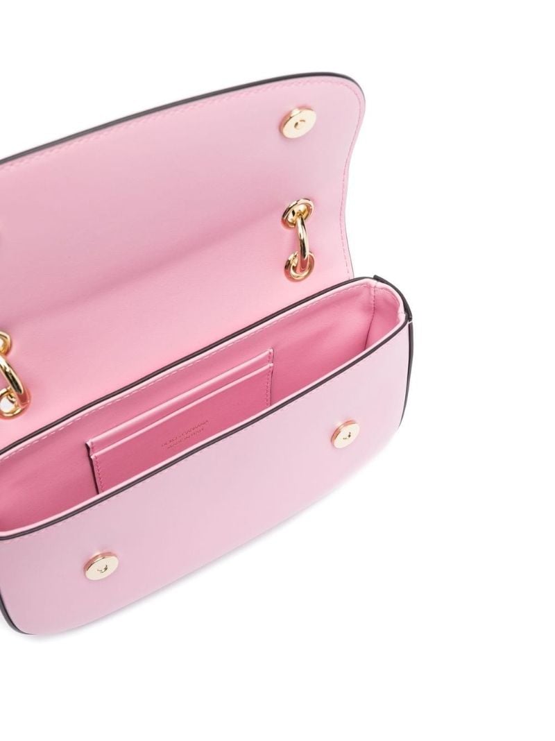 Pink Logo Plaque Leather Crossbody Bag