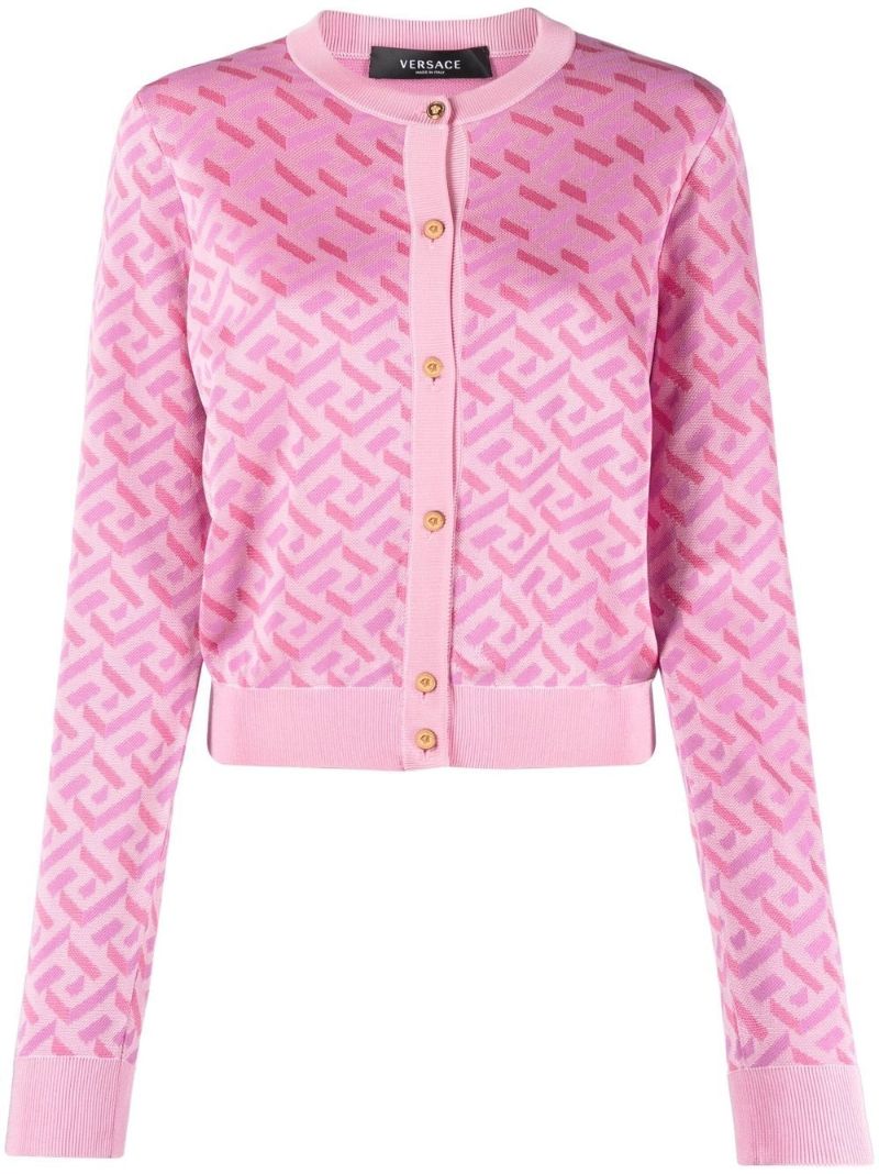 Pink La Greca Cardigan Jacquard Cardigan