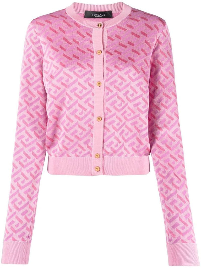 Pink La Greca Cardigan Jacquard Cardigan