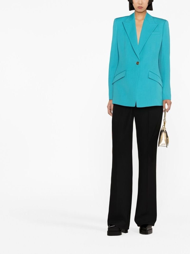 Blue Single-breasted Wool Blazer