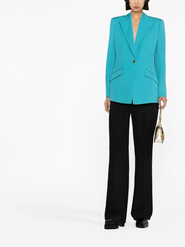 Blue Single-breasted Wool Blazer
