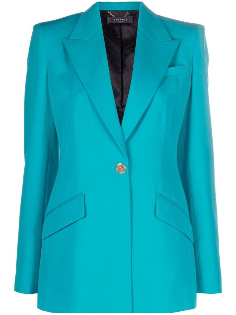 Blue Single-breasted Wool Blazer